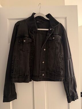 Free People Black Denim Jacket - Women